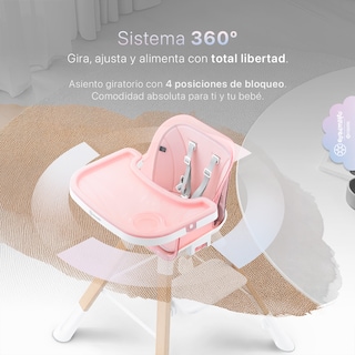 Foto 3 | Silla Alta Periquera Bebé 3 En 1 Esquimal Rosa Doble Bandeja Para Comer Asiento Giratorio 360° Altura Ajustable