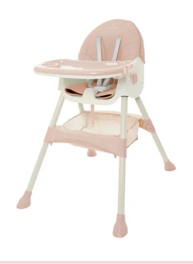 Foto 1 | Silla Alta Periquera Bebemecedora 5 En 1 Ajustable Plegable Bandeja Extraíble Color Rosa