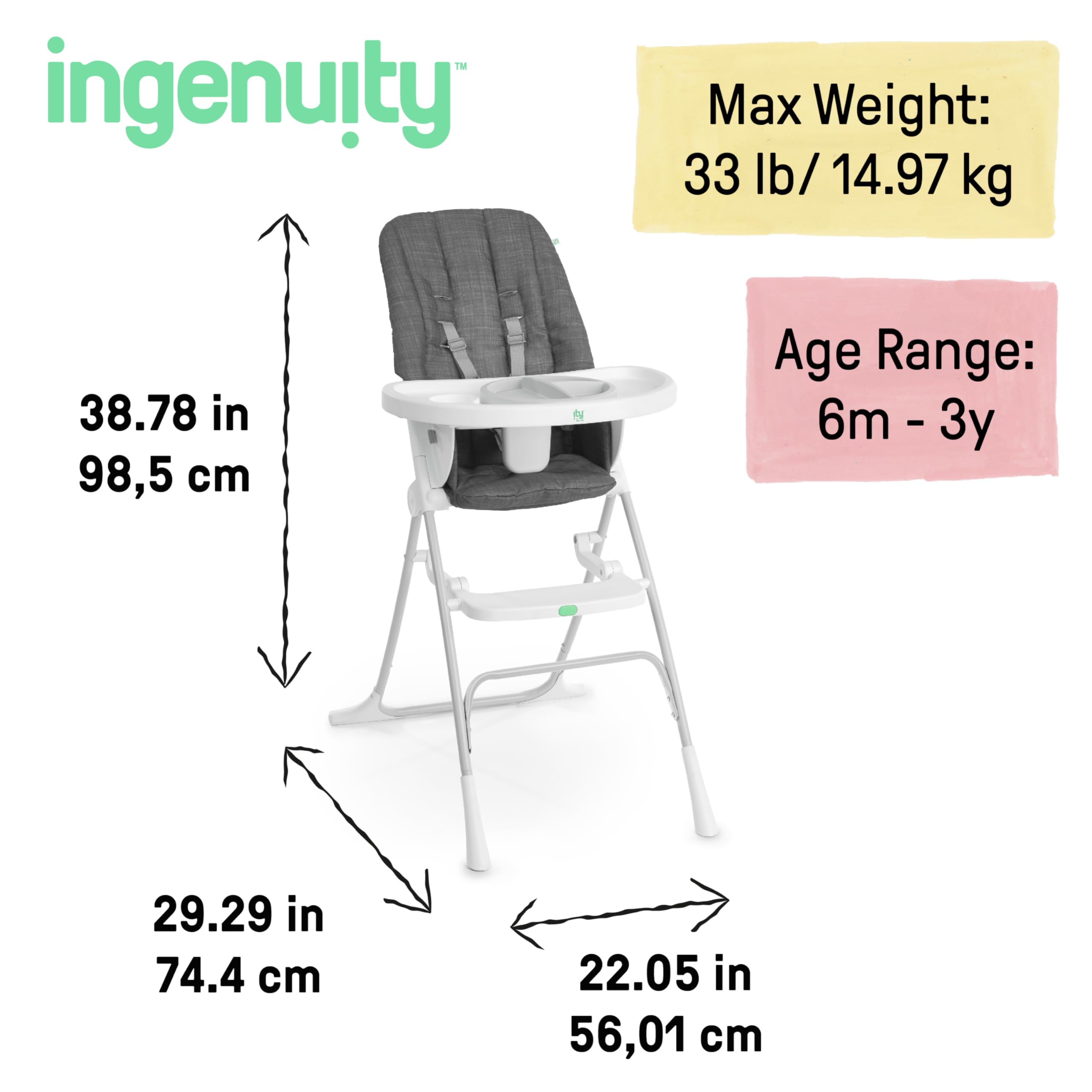 Foto 7 pulgar | Trona Plegable Compacta Ingenuity City Sun Valley Grey - Venta Internacional.
