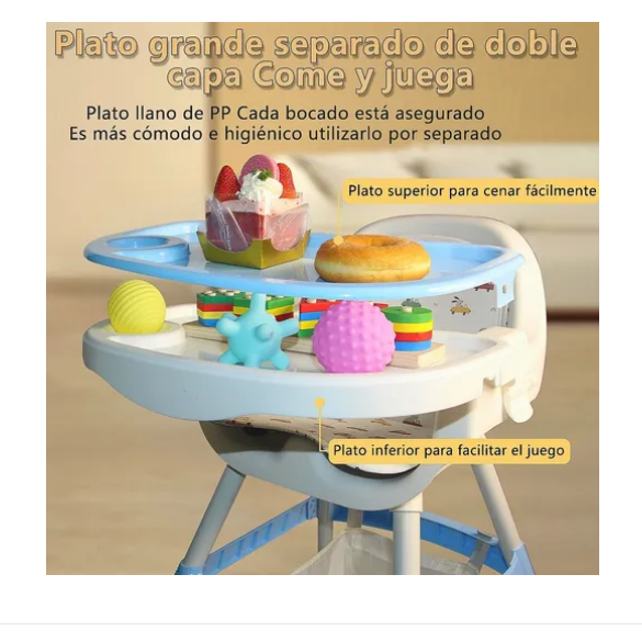 Foto 5 pulgar | Ajustable Silla Periquera Bebé Alta Para Comer Con Bandeja