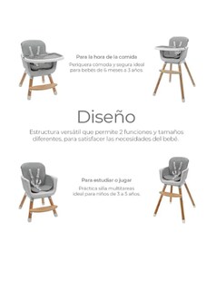 Foto 2 | Silla Alta Para Bebé De Comer Periquera Ajustable 4 En 1 Gris Oscuro