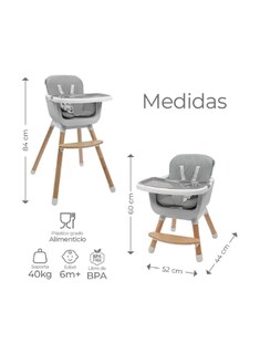Foto 3 | Silla Alta Para Bebé De Comer Periquera Ajustable 4 En 1 Gris Oscuro