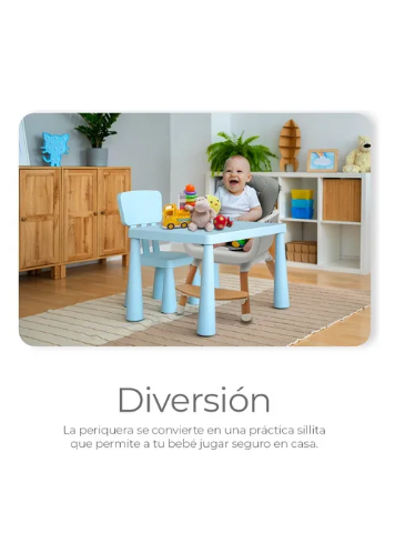 Foto 5 pulgar | Silla Alta Para Bebé De Comer Periquera Ajustable 4 En 1 Gris Oscuro