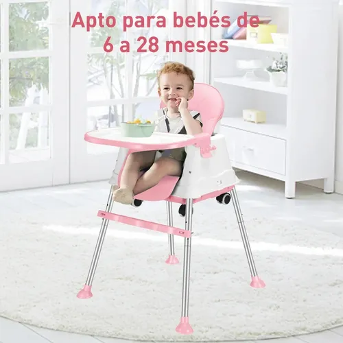 Foto 5 pulgar | Silla Periquera Para Bebé Aeiou Thc009 Ajustable 3 Alturas Rosa