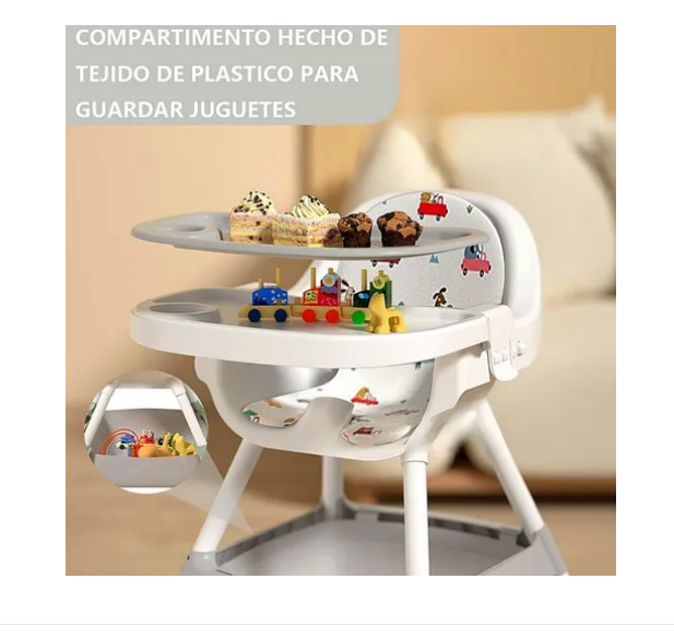 Foto 5 pulgar | Ajustable Silla Periquera Bebé Alta Para Comer Con Bandeja