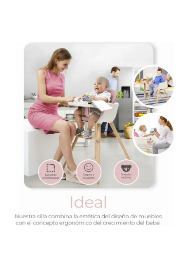Foto 3 pulgar | Silla Alta Para Bebé De Comer Periquera Ajustable 4 En 1 Color Rosa
