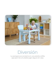 Foto 4 | Silla Alta Para Bebé De Comer Periquera Ajustable 4 En 1 Color Azul