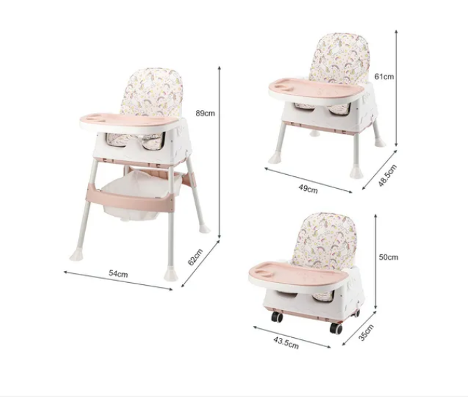 Foto 3 pulgar | Silla Periquera Bebé 3 En 1 Silla Alta Con Ruedas Ajustable