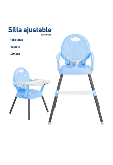 Foto 2 | Silla Periquera para Bebé Alta Plegable Portátil 3 en 1 Azul
