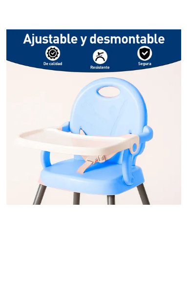 Foto 3 | Silla Periquera para Bebé Alta Plegable Portátil 3 en 1 Azul