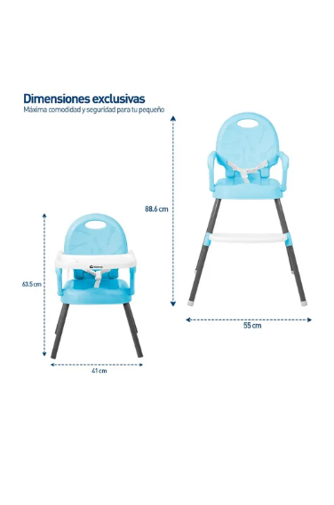 Foto 4 | Silla Periquera para Bebé Alta Plegable Portátil 3 en 1 Azul