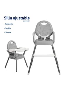 Foto 2 | Silla para Bebé Alta Plegable Portatil 3 en 1 Gris