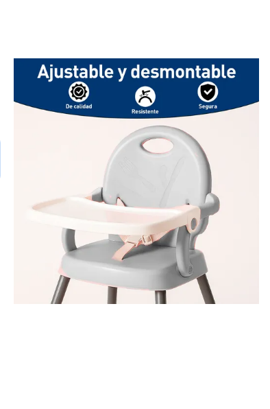 Foto 4 pulgar | Silla para Bebé Alta Plegable Portatil 3 en 1 Gris