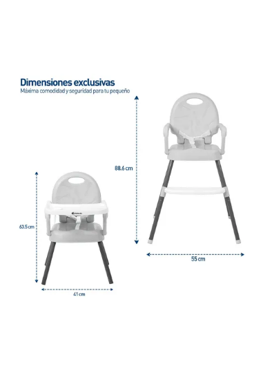 Foto 5 pulgar | Silla para Bebé Alta Plegable Portatil 3 en 1 Gris