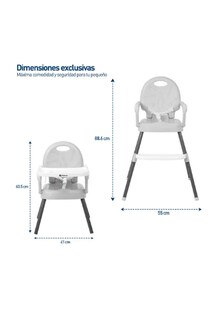 Foto 4 | Silla para Bebé Alta Plegable Portatil 3 en 1 Gris