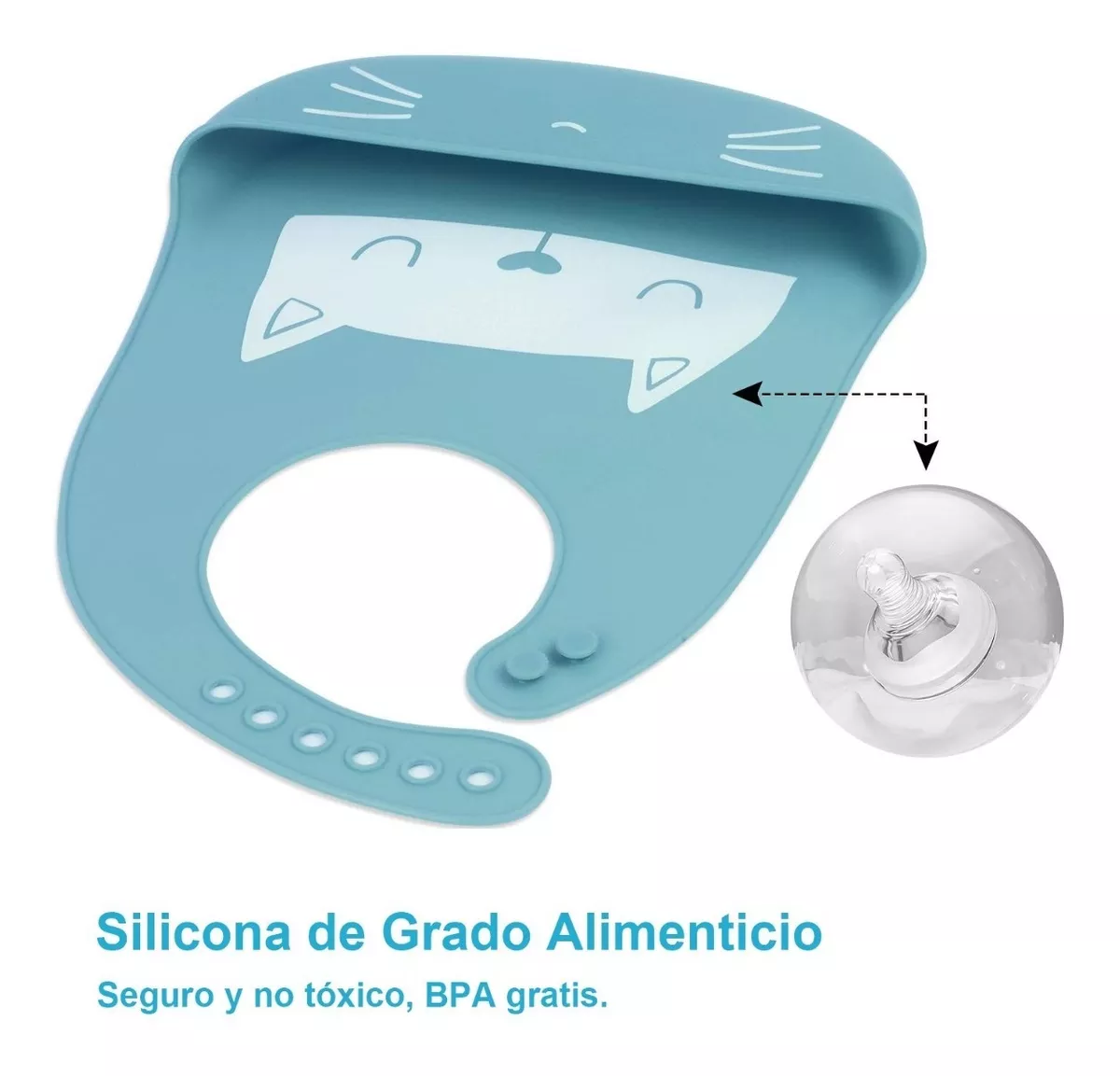 Foto 5 pulgar | Baberos Bebé Silicona Impermeable Niña Niño Suave Azul Verde