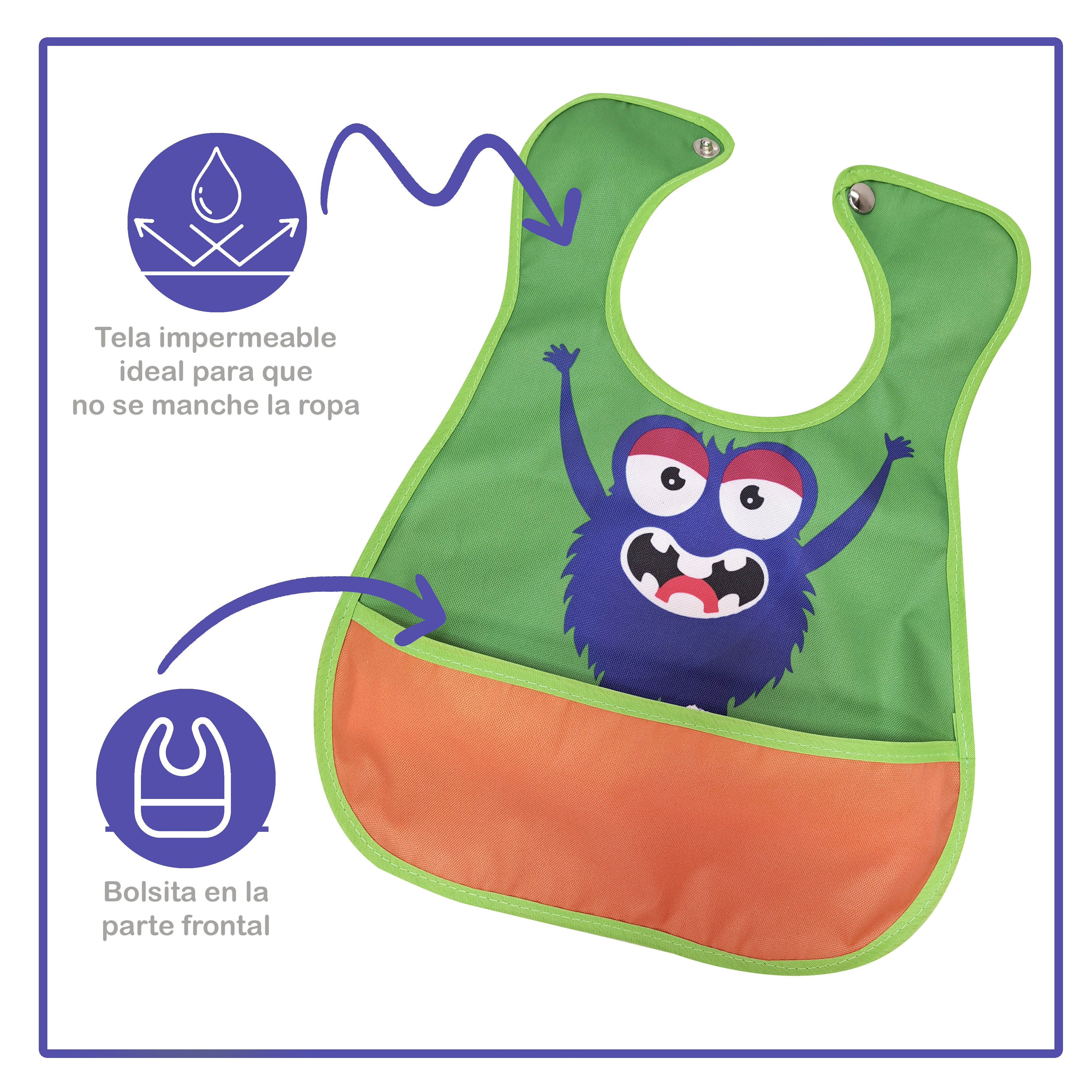 Foto 4 pulgar | Baberos De Plástico Beikia Monster