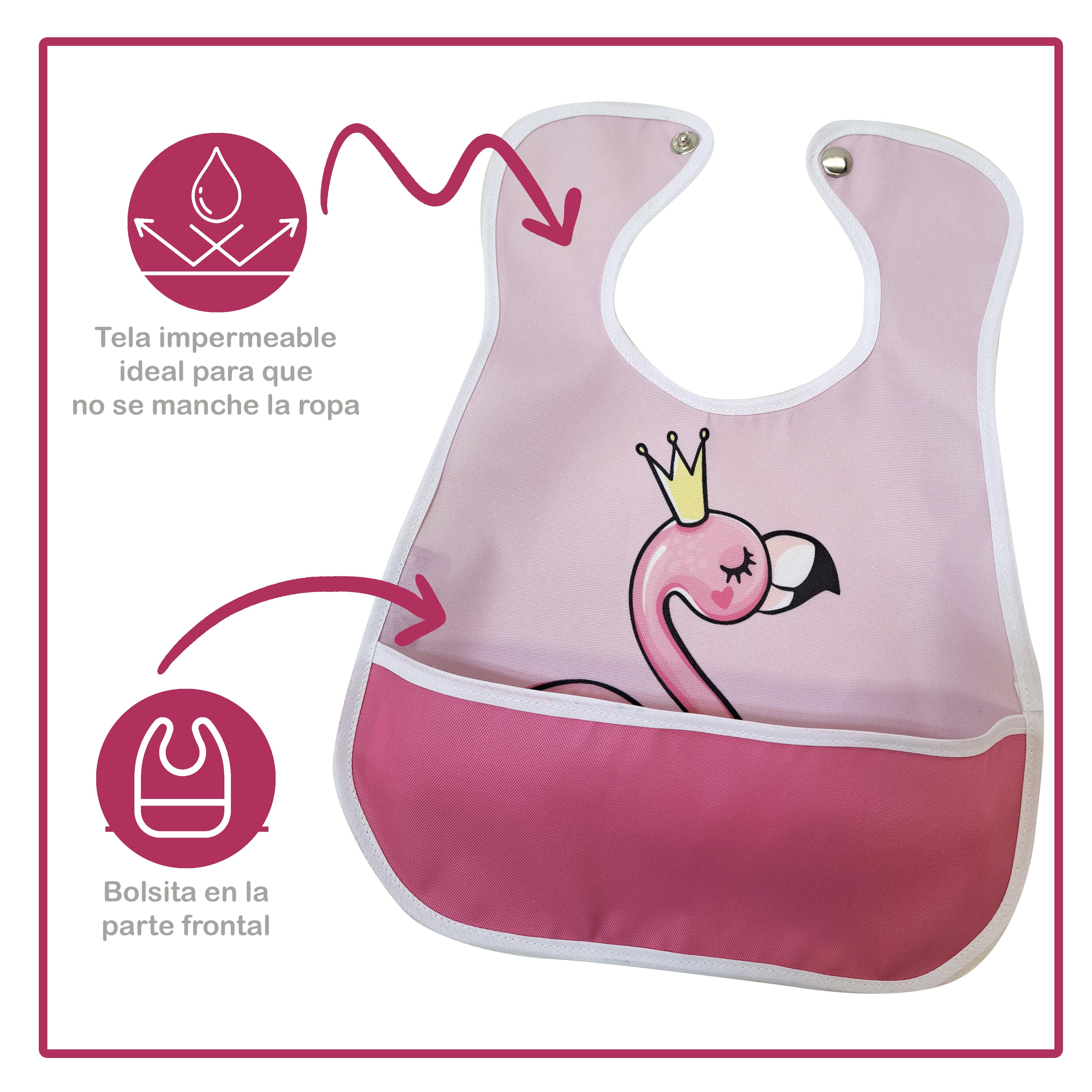 Foto 4 pulgar | Baberos De Plástico Beikia Flamingos