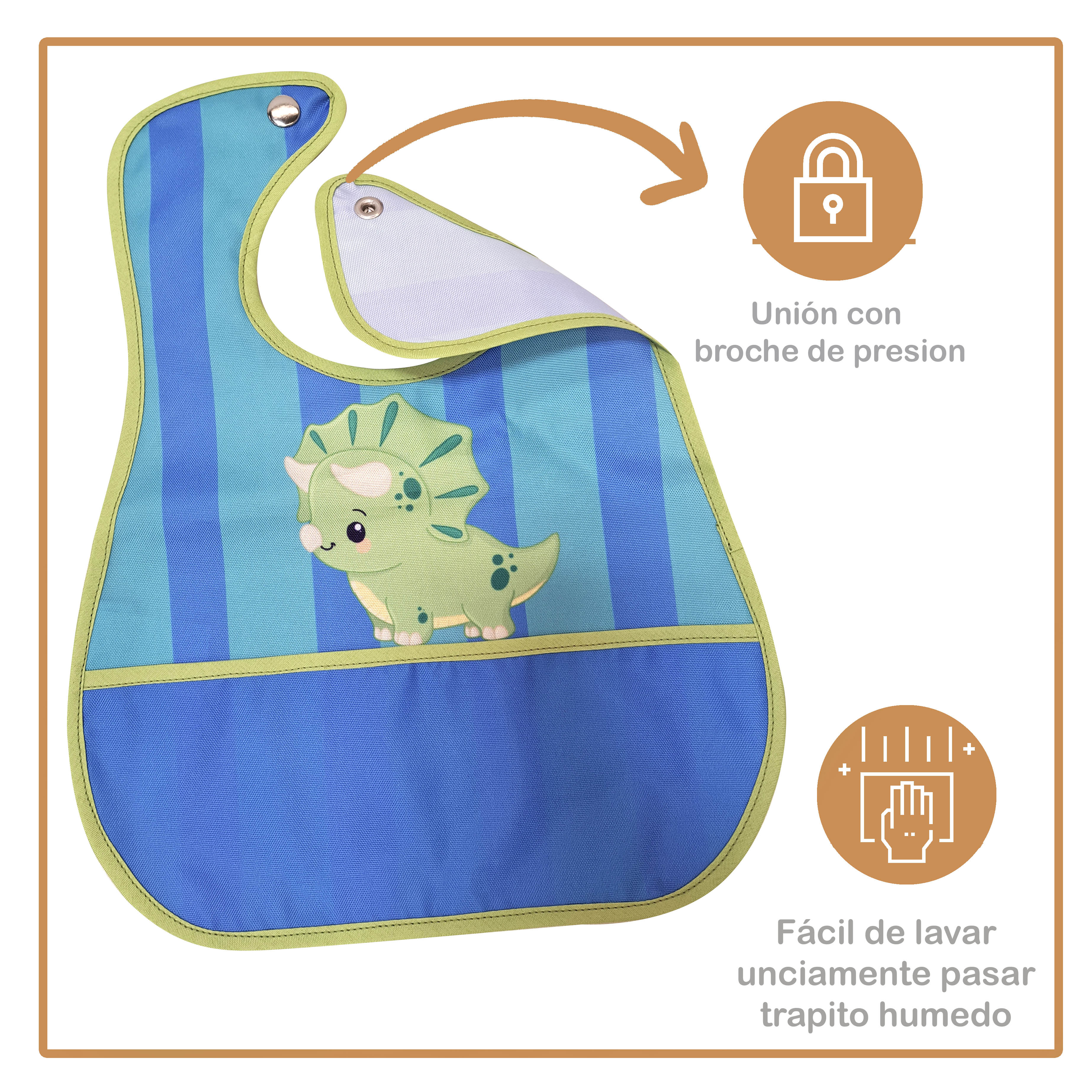 Foto 4 pulgar | Baberos para Bebé Beikiakids Impermeable Dinosaurios 4 Piezas