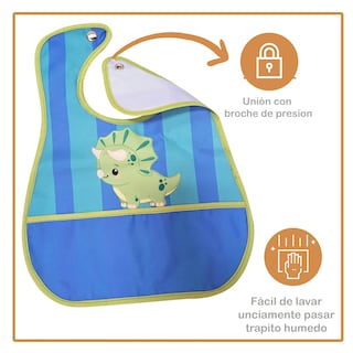 Foto 3 | Baberos para Bebé Beikiakids Impermeable Dinosaurios 4 Piezas