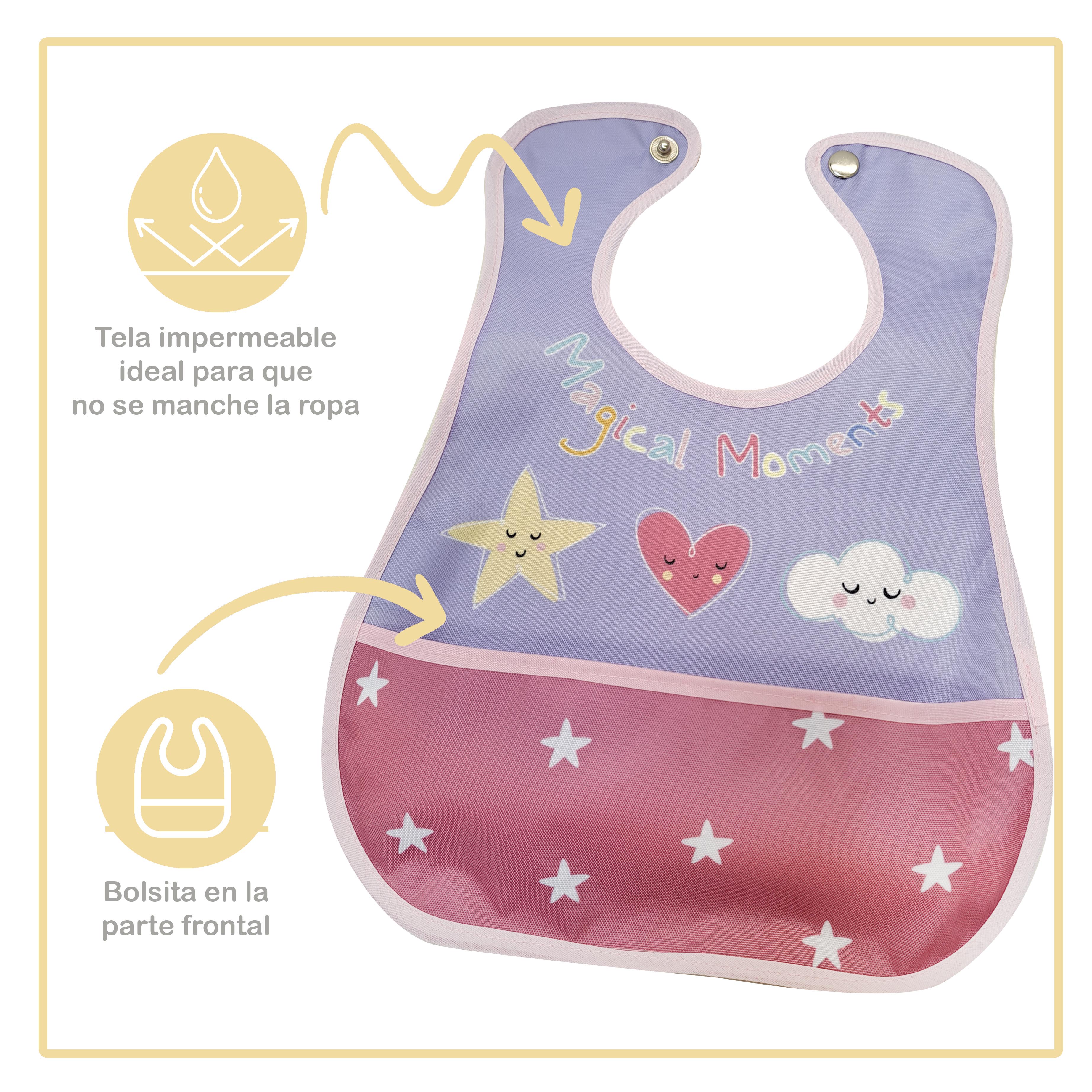 Foto 4 pulgar | Baberos para Bebé Beikiakids Impermeable Magic 4 Piezas