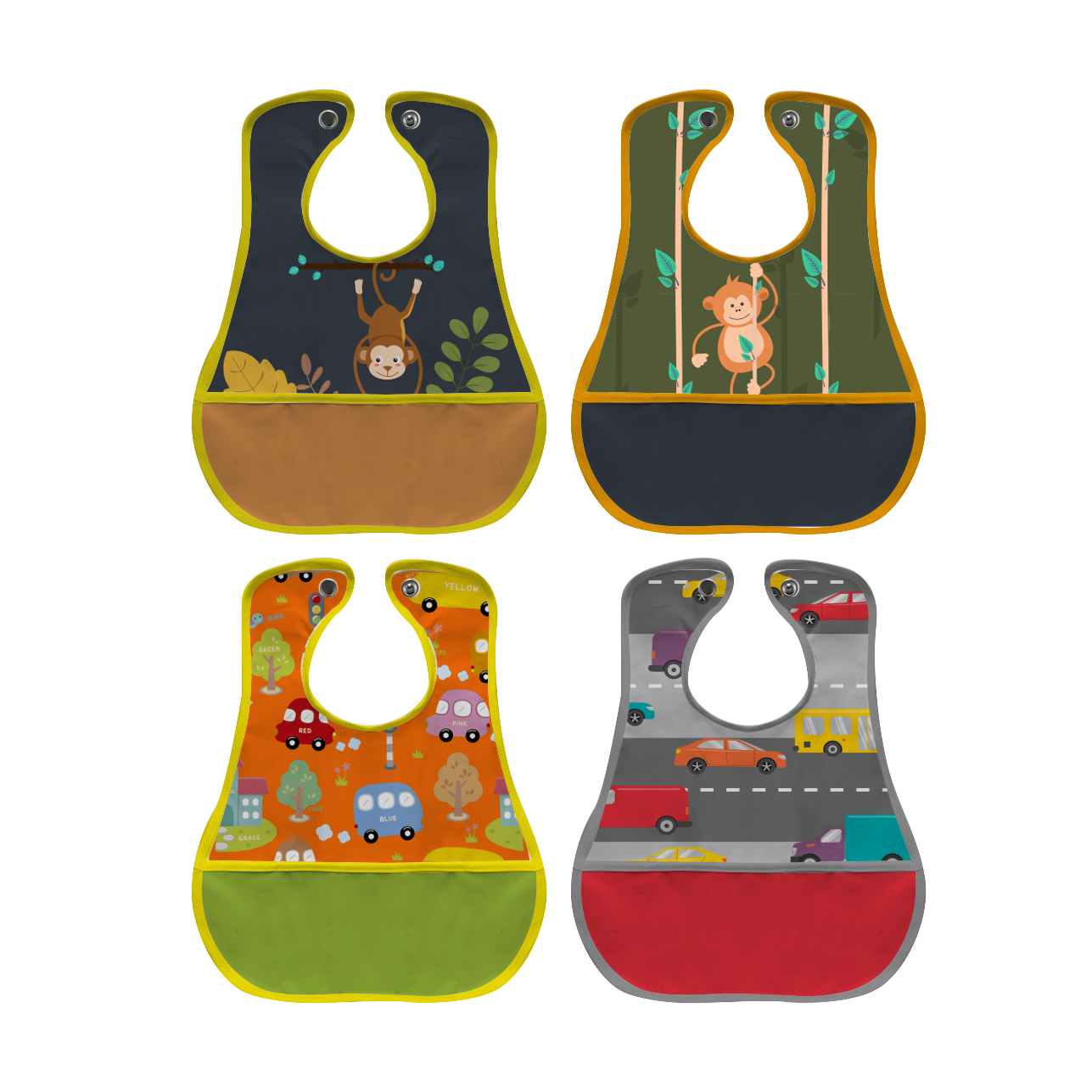 Foto 2 pulgar | Baberos de Plástico Beikiakids 4 Piezas para Bebé