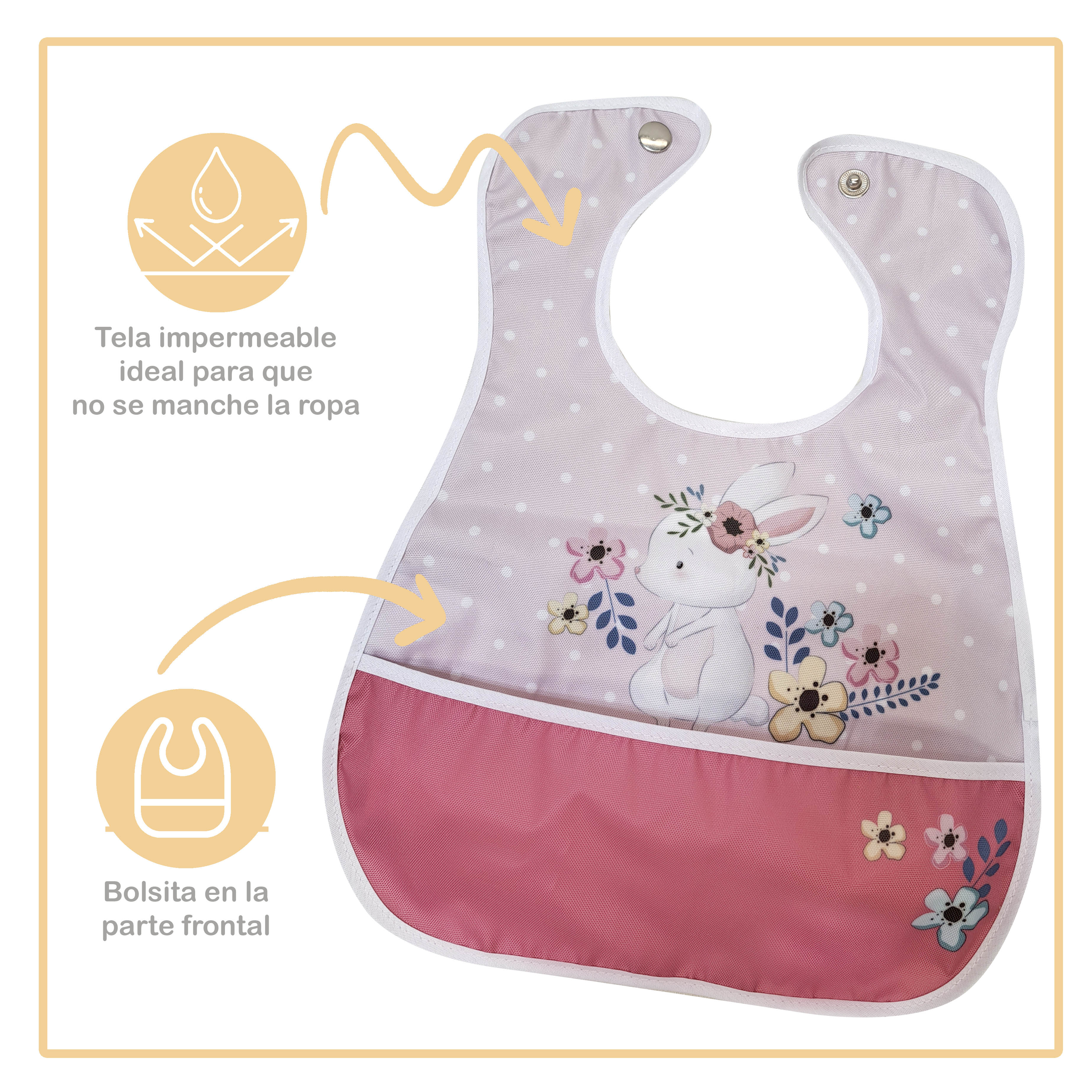 Foto 4 pulgar | Baberos para Bebé Beikiakids Impermeable Sweetb 4 Piezas
