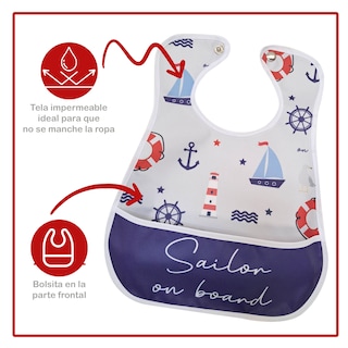 Foto 2 | Baberos para Bebé Beikiakids Impermeable Marinero 4 Piezas