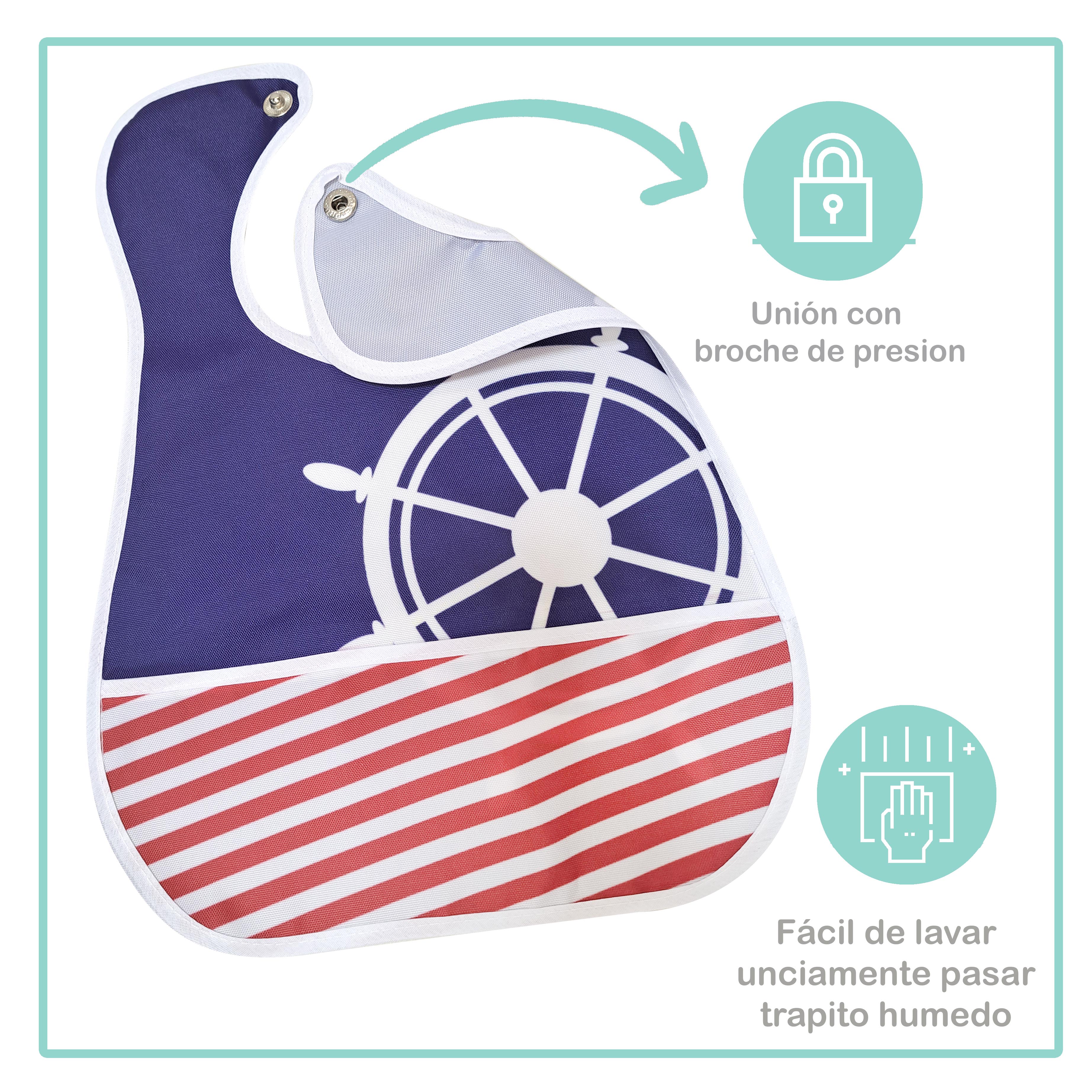 Foto 4 pulgar | Baberos para Bebé Beikiakids Impermeable Marinero 4 Piezas