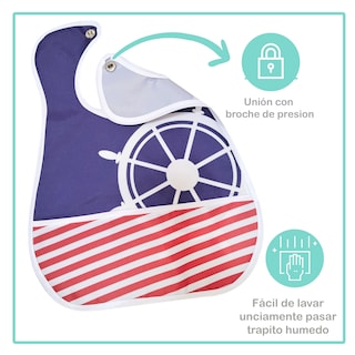 Foto 3 | Baberos para Bebé Beikiakids Impermeable Marinero 4 Piezas