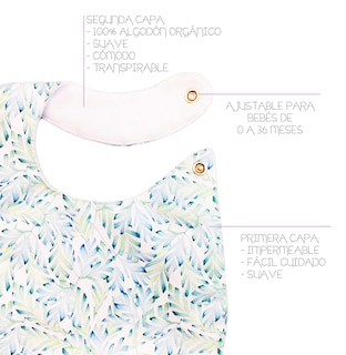 Foto 3 | Baberos para Bebé Luulu Azules Impermeable de Algodón Orgánico 4 Piezas