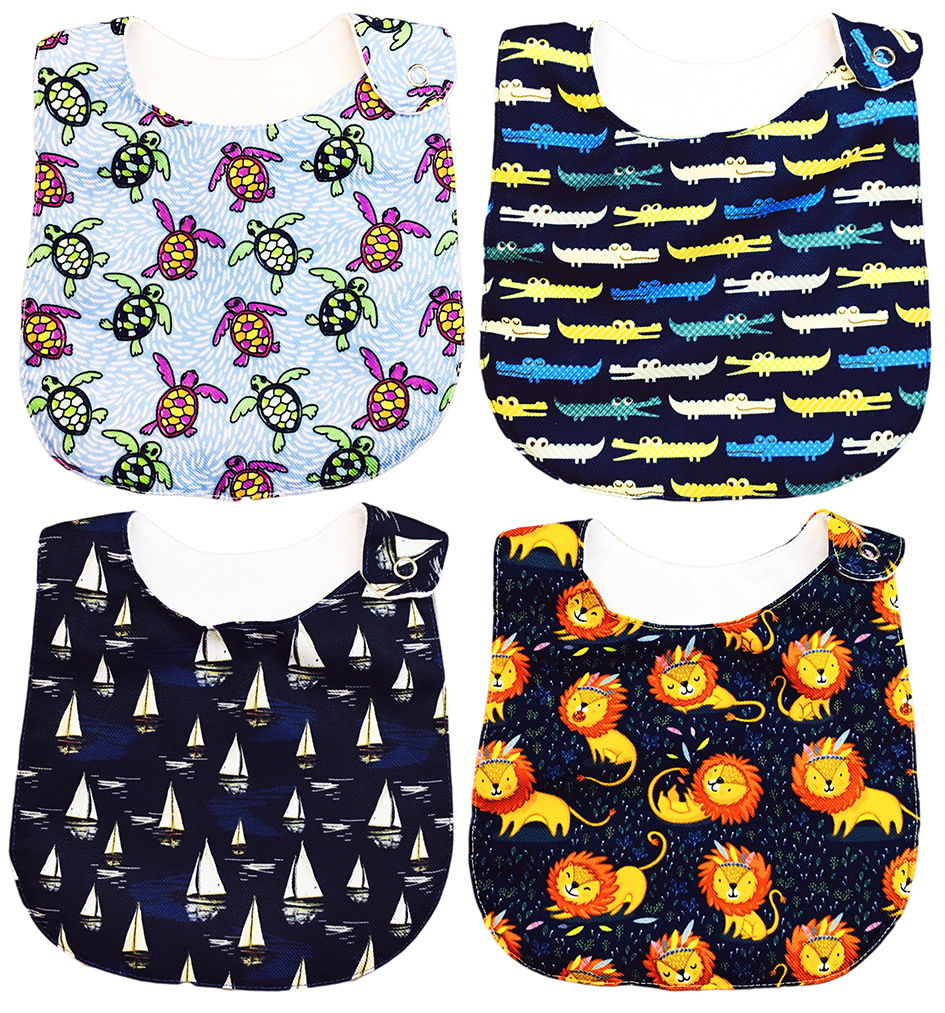 Kit de 4 Baberos Para Bebé Luulu León Impermeable de Algodón Orgánico