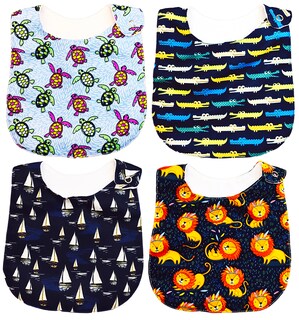 Foto 1 | Kit de 4 Baberos Para Bebé Luulu León Impermeable de Algodón Orgánico