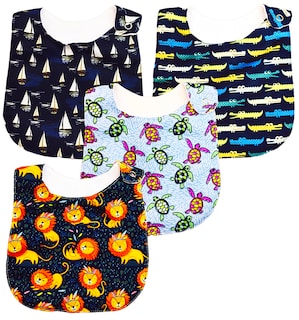 Foto 2 | Kit de 4 Baberos Para Bebé Luulu León Impermeable de Algodón Orgánico