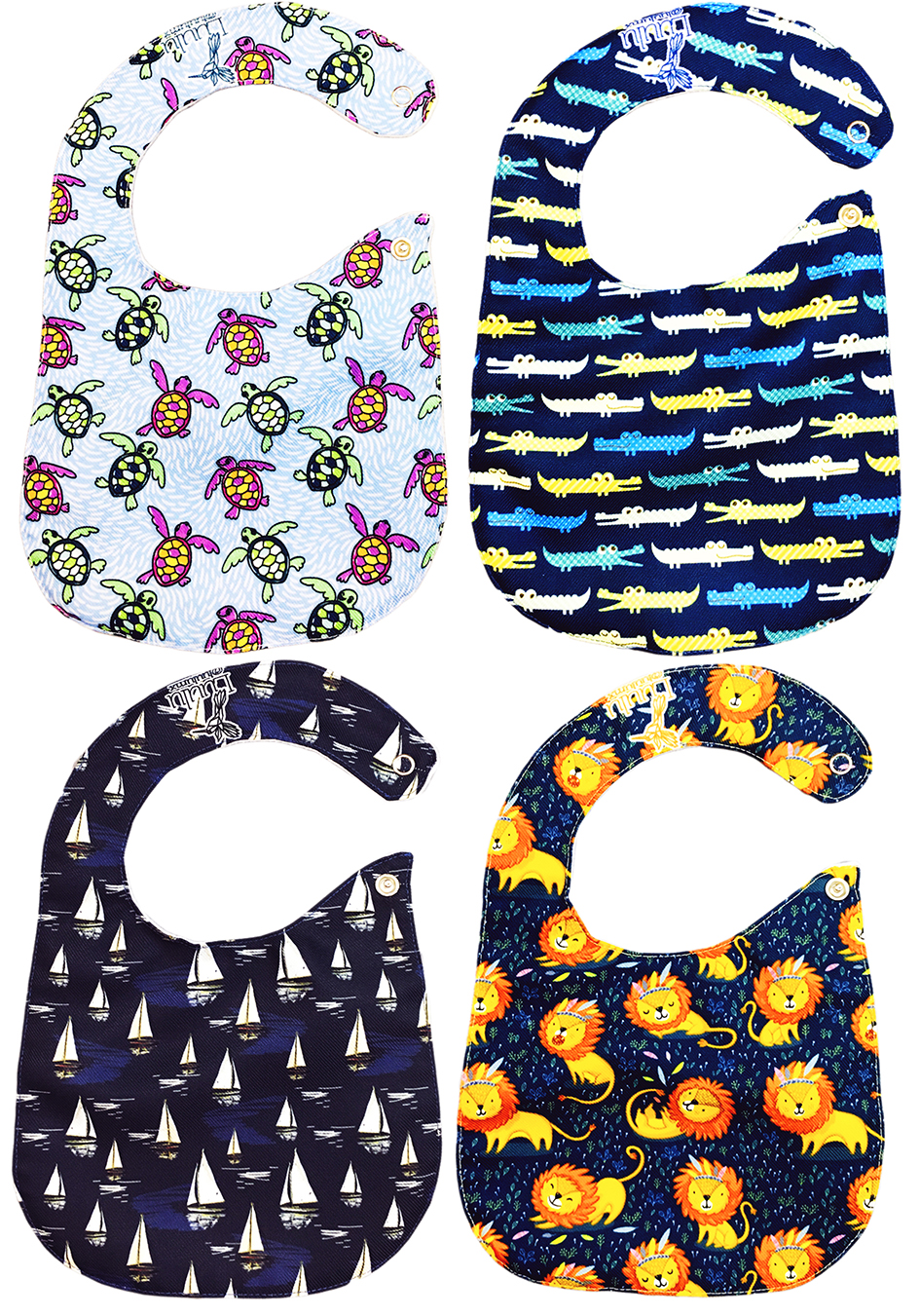 Foto 5 pulgar | Kit de 4 Baberos Para Bebé Luulu León Impermeable de Algodón Orgánico