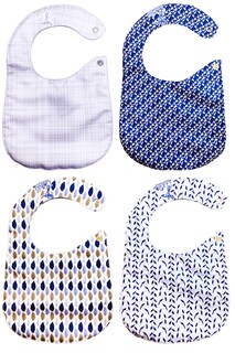 Foto 4 | Baberos para Bebé Luulu Azules Impermeable de Algodón Orgánico 4 Piezas