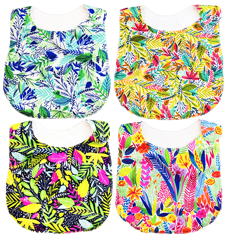 Foto 1 | Kit de 4 Baberos Para Bebé Luulu Floral Impermeable De Algodón Orgánico