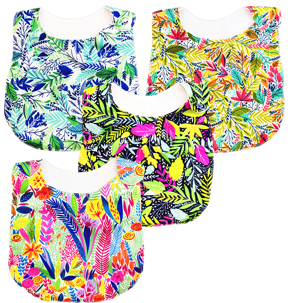 Foto 2 | Kit de 4 Baberos Para Bebé Luulu Floral Impermeable De Algodón Orgánico