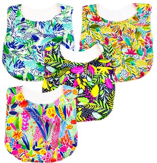 Foto 2 | Kit de 4 Baberos Para Bebé Luulu Floral Impermeable De Algodón Orgánico