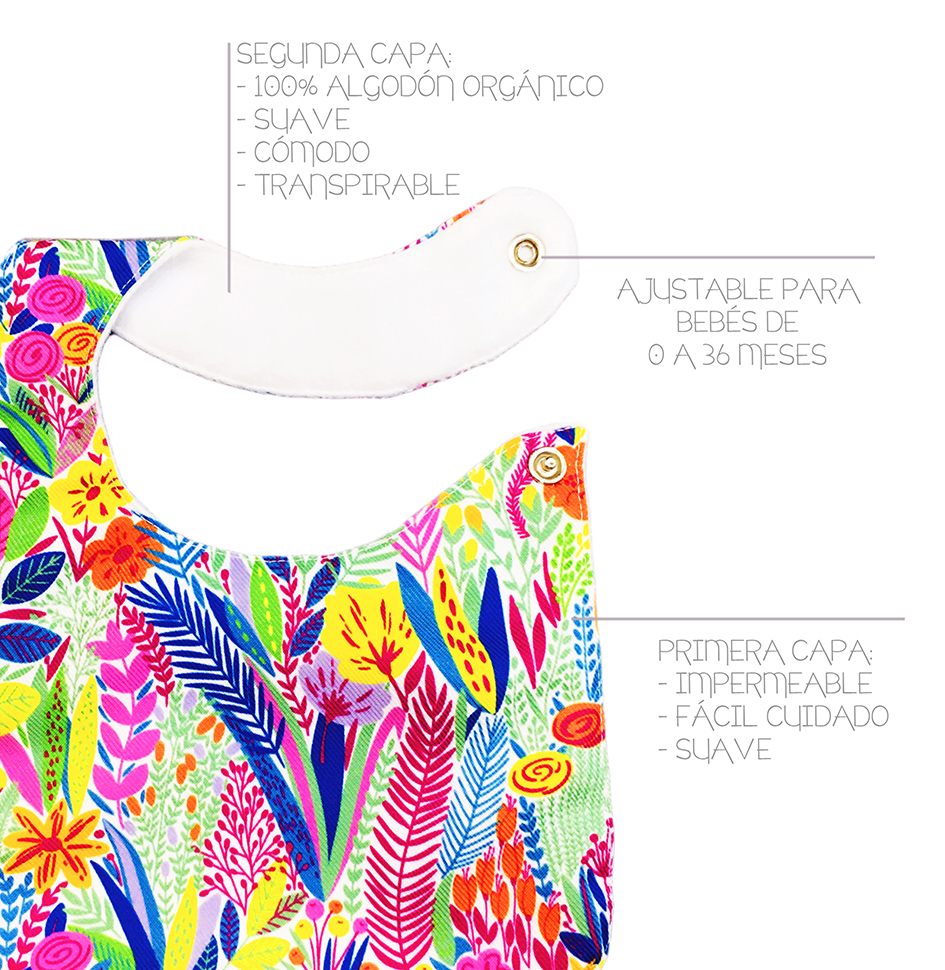 Foto 4 pulgar | Kit de 4 Baberos Para Bebé Luulu Floral Impermeable De Algodón Orgánico