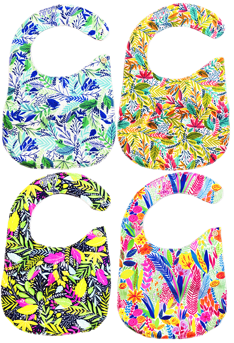 Foto 5 pulgar | Kit de 4 Baberos Para Bebé Luulu Floral Impermeable De Algodón Orgánico