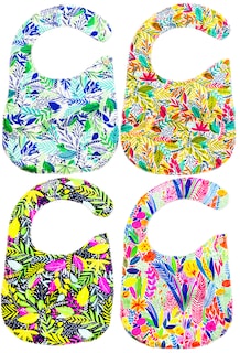 Foto 4 | Kit de 4 Baberos Para Bebé Luulu Floral Impermeable De Algodón Orgánico