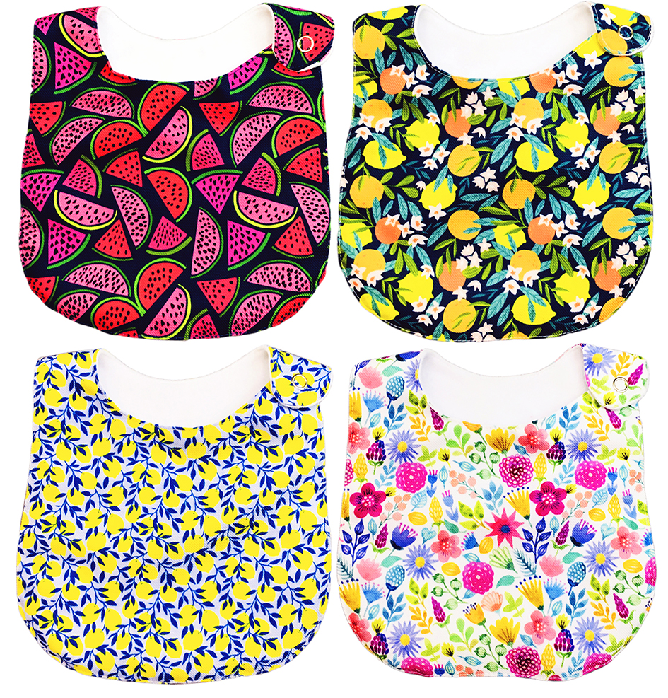 Foto 1 | Kit de 4 Baberos para Bebé Luulu Frutas Impermeable de Algodón Orgánico