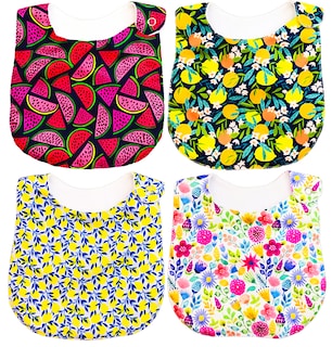 Foto 1 | Kit de 4 Baberos para Bebé Luulu Frutas Impermeable de Algodón Orgánico