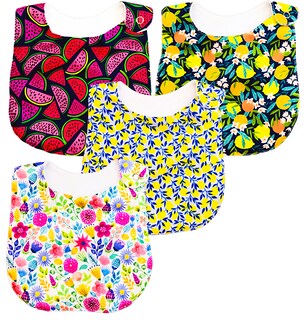 Foto 2 | Kit de 4 Baberos para Bebé Luulu Frutas Impermeable de Algodón Orgánico