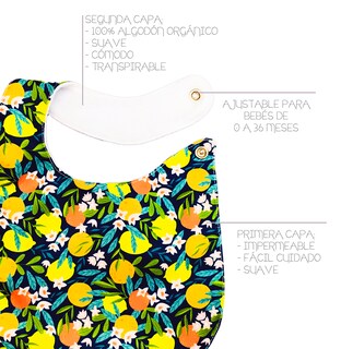 Foto 3 | Kit de 4 Baberos para Bebé Luulu Frutas Impermeable de Algodón Orgánico