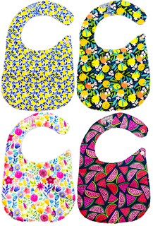 Foto 4 | Kit de 4 Baberos para Bebé Luulu Frutas Impermeable de Algodón Orgánico