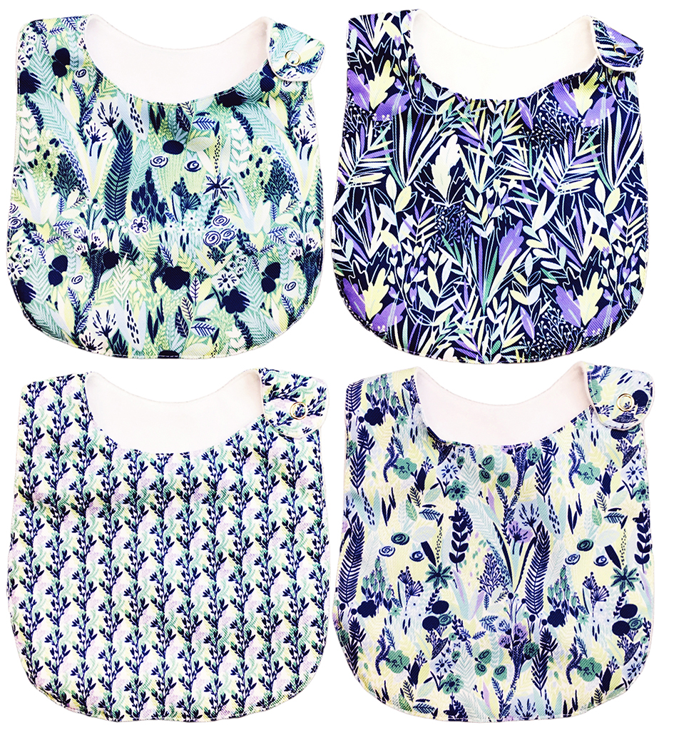 Foto 1 | Baberos para Bebé Luulu Naturaleza Azul Impermeable de Algodón Orgánico 4 Piezas
