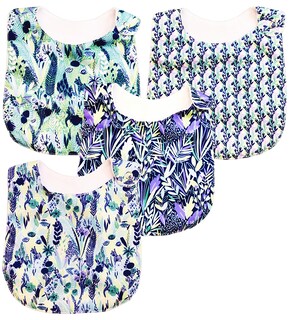 Foto 2 | Baberos para Bebé Luulu Naturaleza Azul Impermeable de Algodón Orgánico 4 Piezas