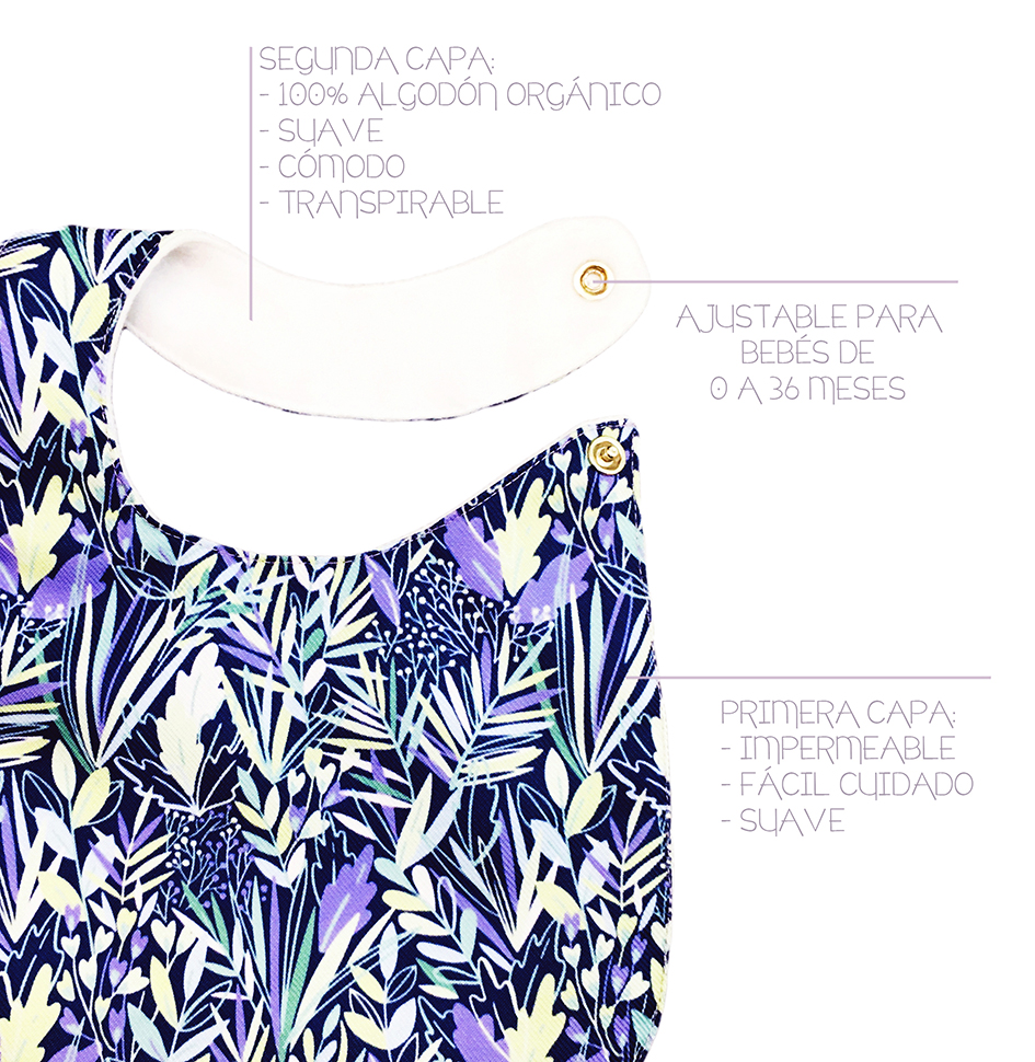 Foto 3 | Baberos para Bebé Luulu Naturaleza Azul Impermeable de Algodón Orgánico 4 Piezas